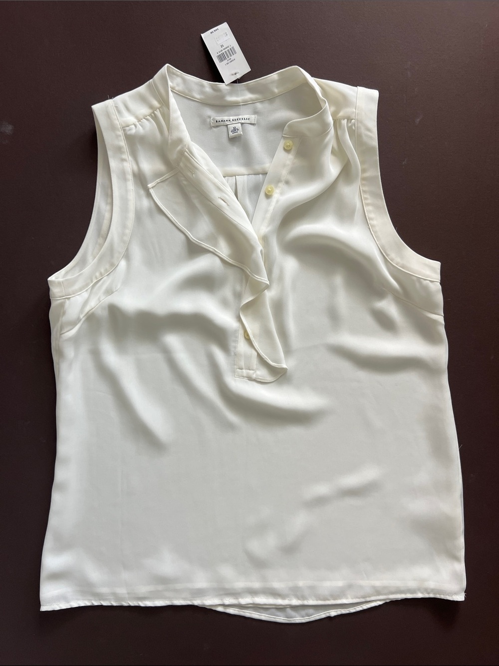 Banana Republic Cream Sleeveless Ruffle-Front Camisole